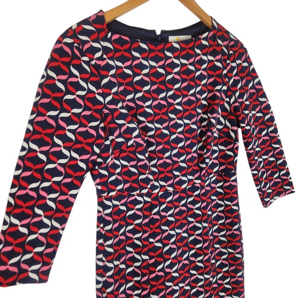 Boden Dress Womens 4 Blue Red Violette Ribbon Print Midi Kick Flare Skirt Preppy - Picture 2 of 11